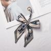 Silk Scarf Keychain with Horseshoe Buckle and Ribbon Bow for Bags and Cars