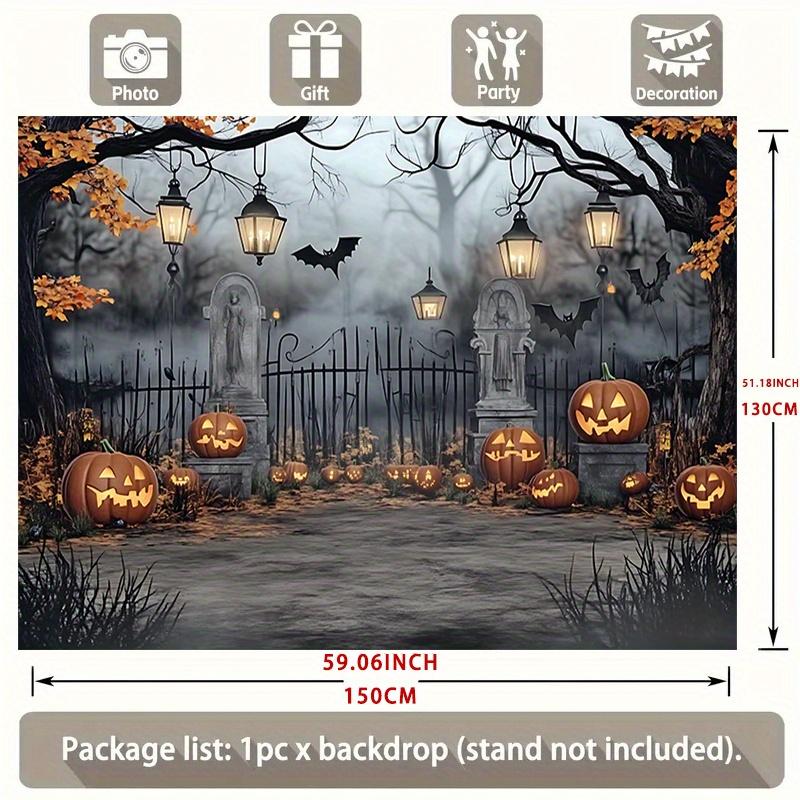 1 Halloween Party Banner - Ghost Tomb and Pumpkin Lantern  Misty Forest Trail Indoor and Outdoor Halloween Decoration