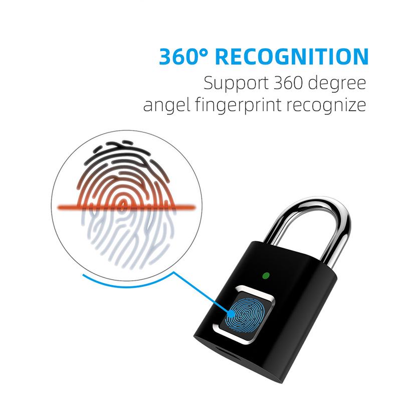 Z30 Smart Biometric Thumbprint Door USB Rechargeable Padlocks Portable Anti-Theft Fingerprint Lock for Bag Drawer