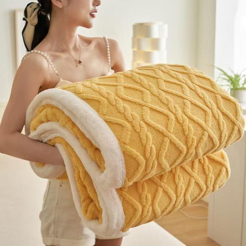 Měkká přehozová deka Vícebarevná deka z korálového sametu Útulná teplá plyšová deka na pohovku do ložnice obývacího pokoje na kempování