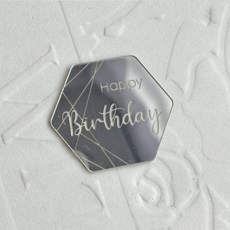 1Pcs Birthday Party Cake Decoration Acrylic Hexagon Cake Toppers Happy Birthday Gift Decor Cupcake Dessert Accessories