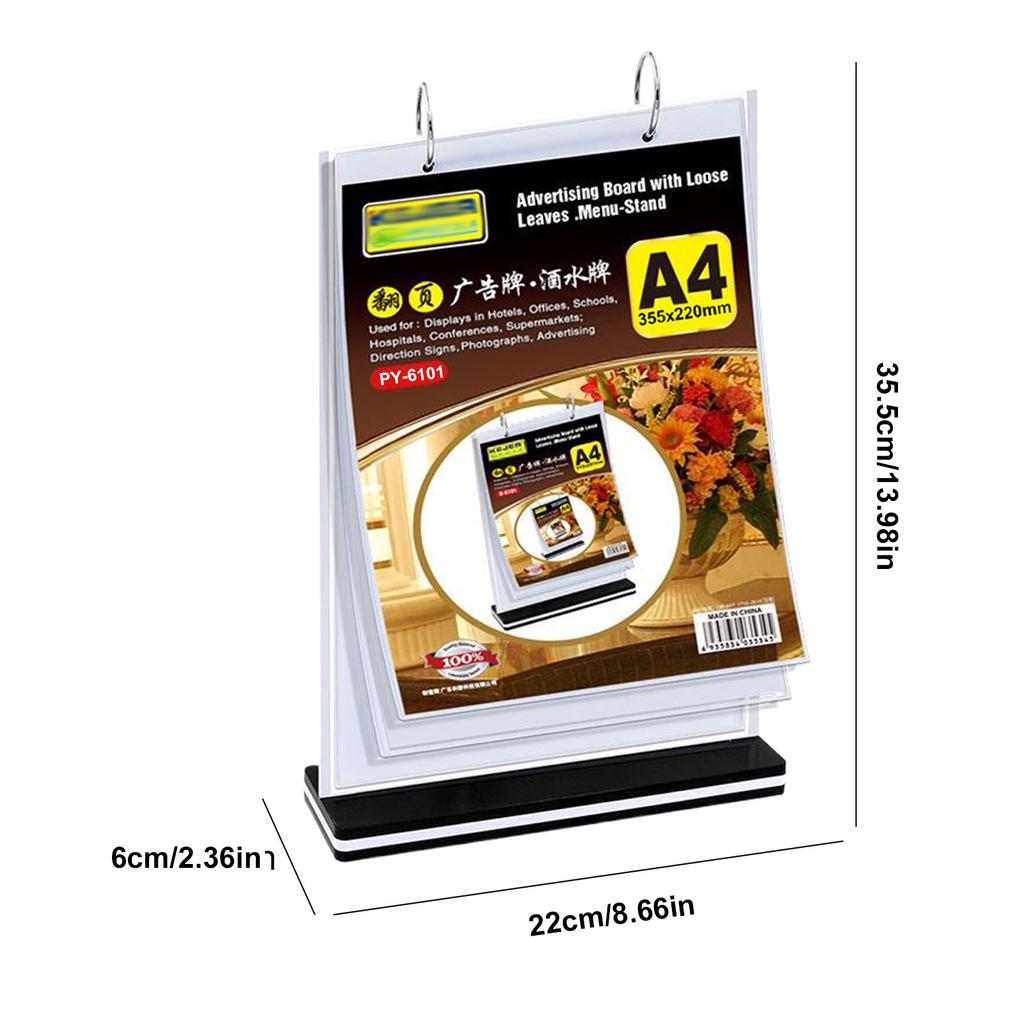 2pcs Menu Display Stand A4 Table Menu Stand Acrylic Desktop Double Display Holder for Picture Card Store Office Menu Retail Show