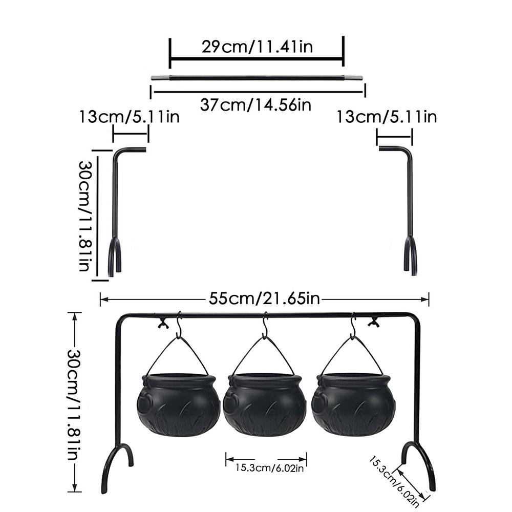 

Halloween Candy Bowl Decorations Candy Holder Small Witches Cauldron Plastic Cauldron Bowls with Iron Rack Halloween Decor