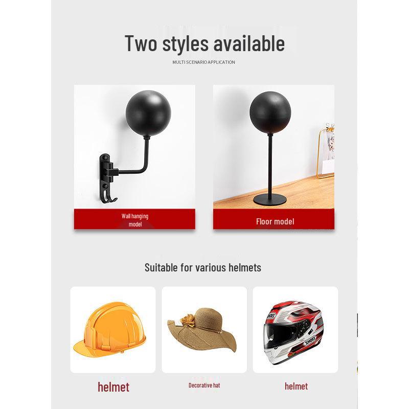 Punch-Free Wall-Mounted/Tabletop Helmet & Hat Display Rack