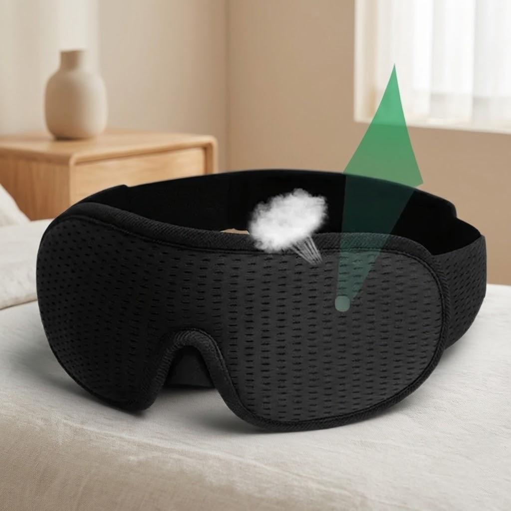 

3D Breathable Sports Fabric Sleep Eye Mask for Men Women Travel Night Sleeping Napping Protective Eye Cover чёрный