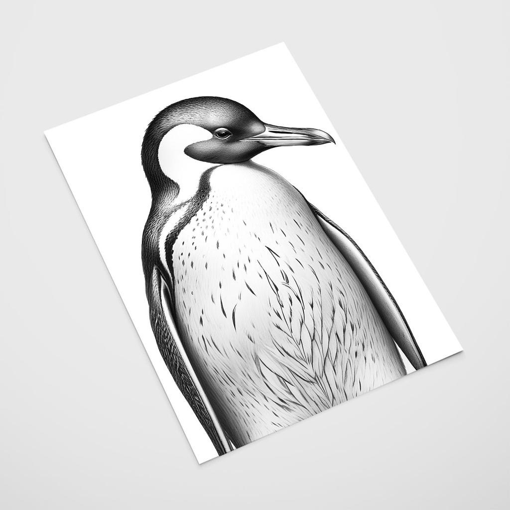 Poster Penguin Black and White