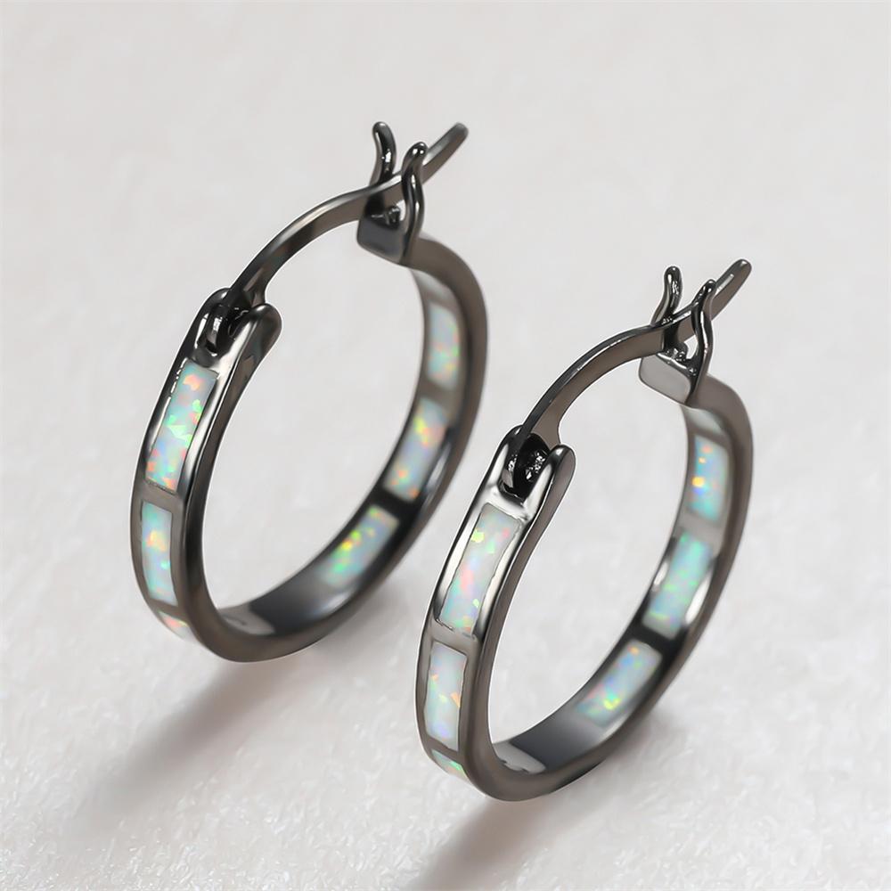 Orecchini a Cerchio Cerchio Rotondo con Pietre Multicolori Opale Bianco Blu Per Donna Vintage Oro Argento Colore Gioielli da Matrimonio Regali di Fidanzamento