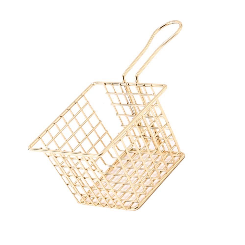 Square Shape French Fry Holder Silver Rose Gold Gold Frying Strainer Fryer Basket Cooking Frying