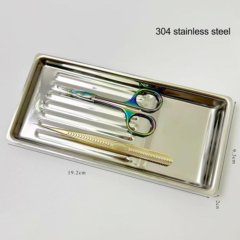 Nail Art Tool Sterilizing Tray Stainless Steel Disinfection Dish Cosmetic Storage Tray Manicure Tweezers Drill Bit Nail Clippers