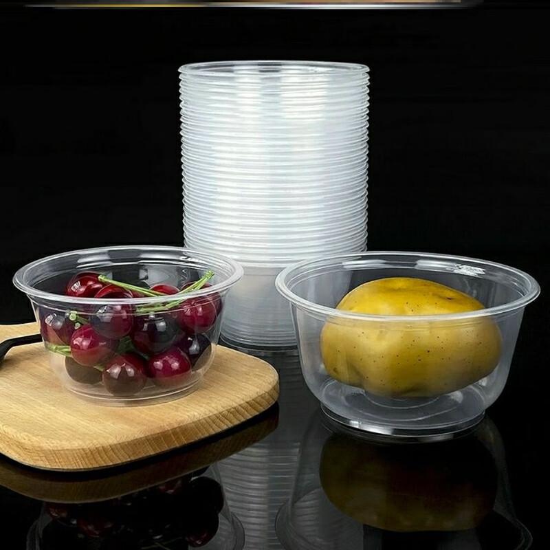 Thickened Disposable Round Soup Bowls with Lids (100 Count)