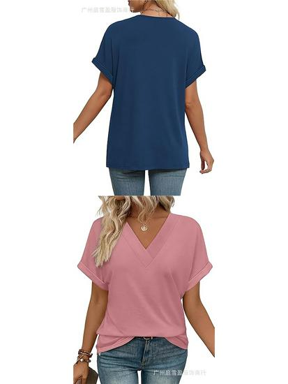 Women's Summer V-Neck Batwing Sleeve Shirt 2026 Fashion