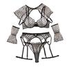 Women's Sexy Sheer Lingerie Set Embroidered Cape Garter Belt Set Adjustable Push-Up Bra Set