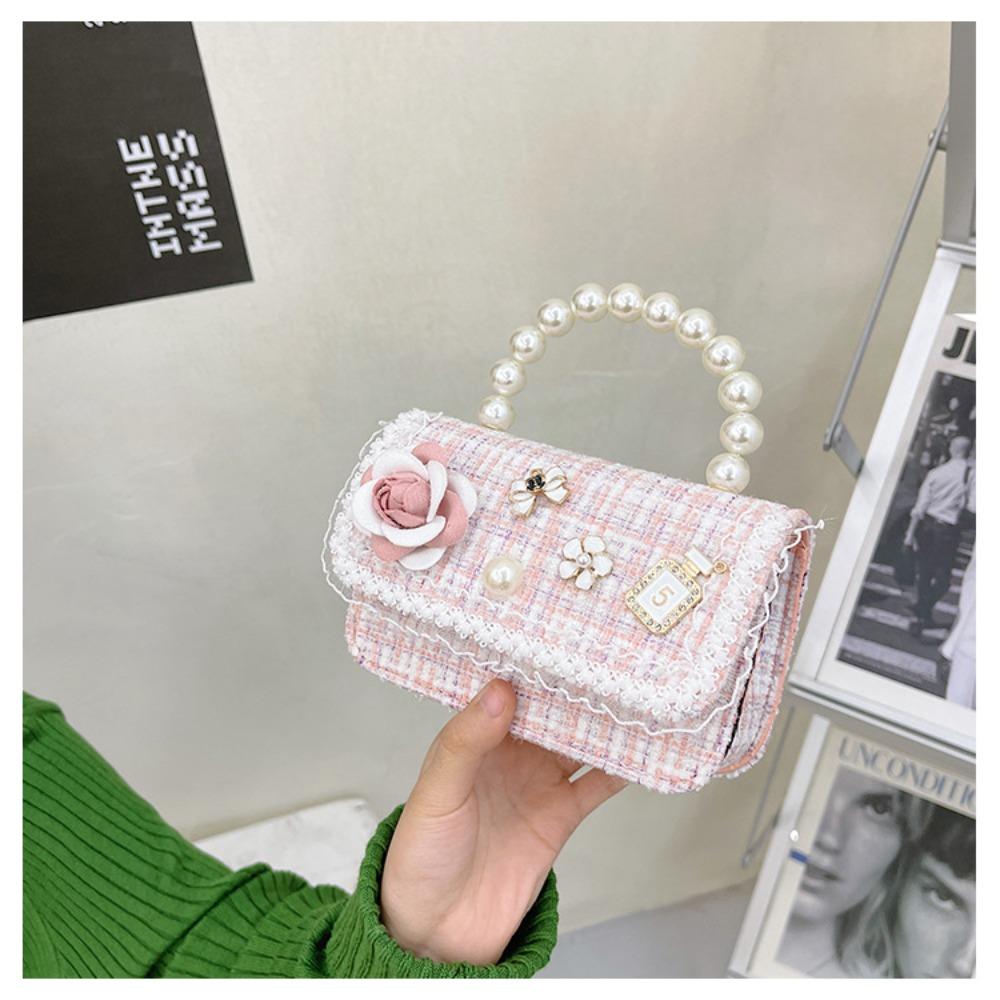 Mini Small Square Bag Flower Decoration Shoulder Bag Fashion Kid's Handbag  Girls