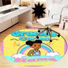 Custom Name Gracie's Corner Printed Round Rug Carpet Chair Rug Area Rug Entryway Doormats,for Office Chair Living Room Bedroom Kitchen Room.