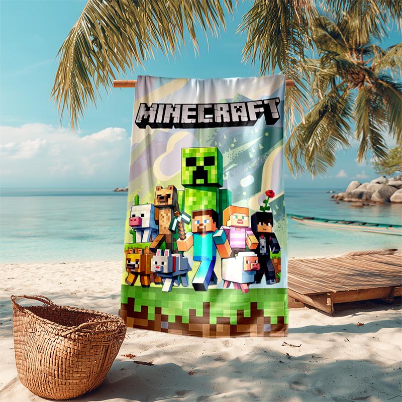 Classic Entertainment Sandbox Xbox Games Minecraft  soft beach towel outdoor camping vacation swinging beach scarf decorative blanket B7