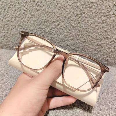 Neuer TR Anti-Blaulicht Flachglas Dekorativer Brillenrahmen Ins Braun Damenmode Hipster Großer Brillenrahmen.