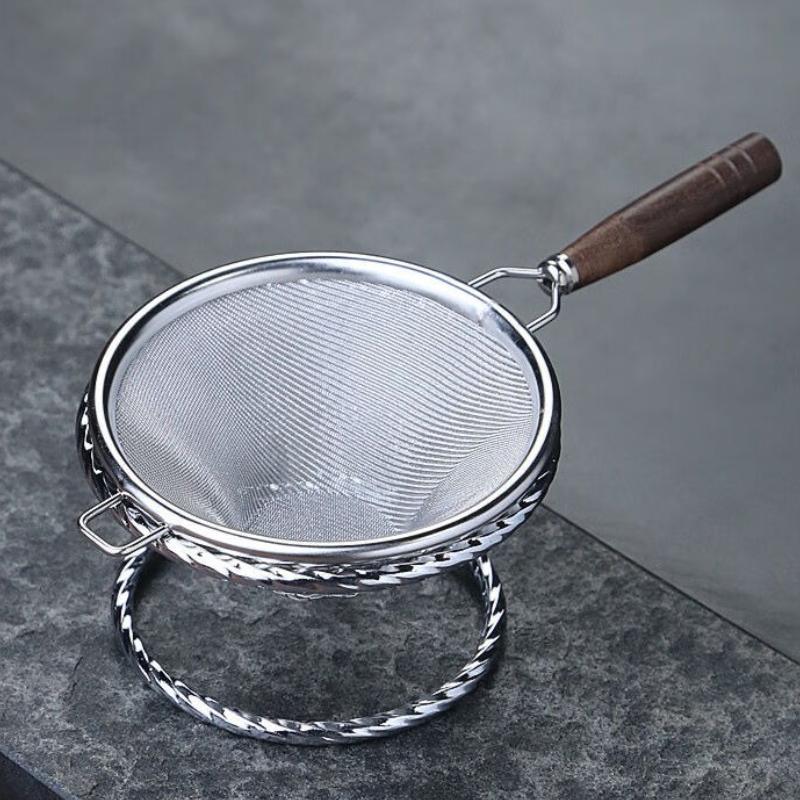 Edelstahl Tee Sieb Filter Aufgussgerät mit Holzgriff Chinesisches Gongfu Tee Set Zubehör Werkzeug für Tasse Kanne Aufbrühen Geschenk