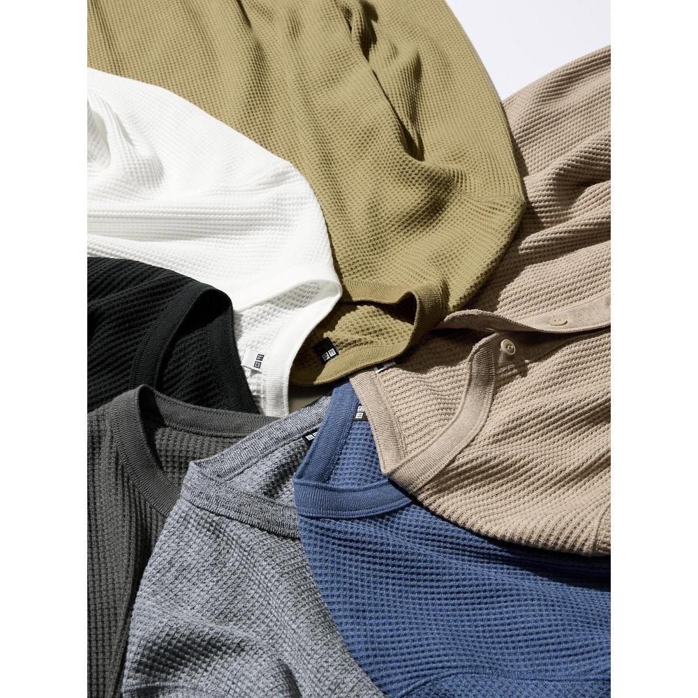 Uniqlo Waffle Henley Neck T  Long Sleeve 
