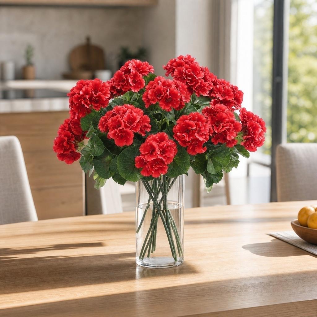 Faux Begonia Flowers 5 Branches 8 Artificial Plant for Home Decor