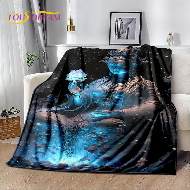Manta de felpa suave de Buda Sakyamuni budismo fe religión, manta de franela para sala de estar, dormitorio, cama, sofá, oración