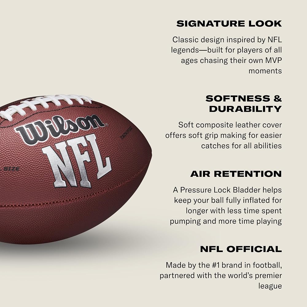 Wilson MVP Football Size 9 Durable Synthetic Leather Game Ball