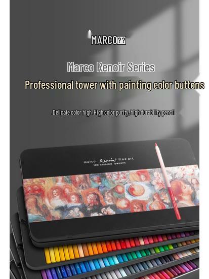 Marco Renoir Oil-based Water-soluble Colored Pencils, 120 Professional Colors, Hand-painted, Available In Sets of 72 or 48.