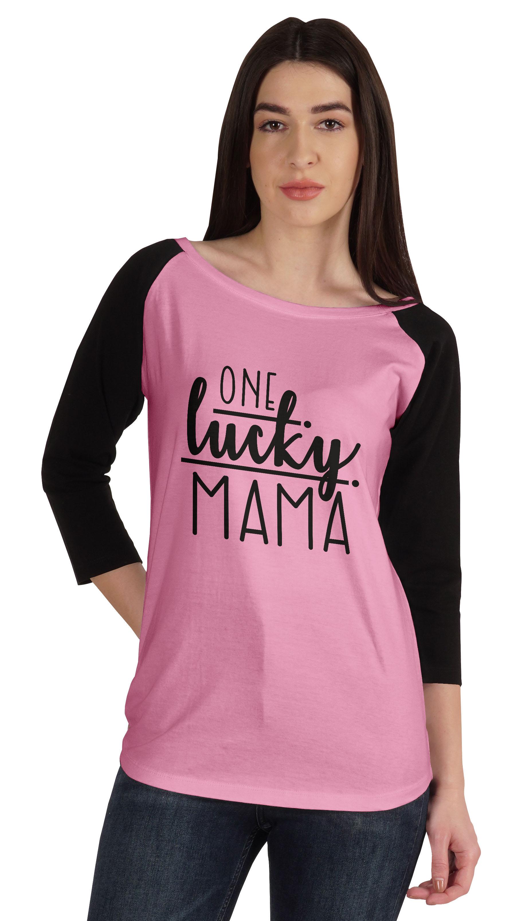 

Сорочка Inkmeso One lucky Mama Top For Mom Повсякденна літня футболка з бавовняного трикотажу XXL світло-рожевий колір