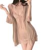 Women's Lace Mesh Pajama Set: Camisole, Nightgown & Outer Robe - Spring/Summer Collection