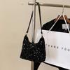 Fashion Women's Sequin Decorated Hobo Bag Black/Silver for Parties Daily Outings Stylish Compact Trendy Evening Bag