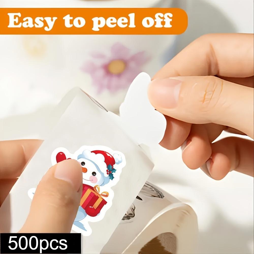 111pcs Snowman Cartoon Sticker Roll - Waterproof, Matte Finish for DIY Phone Cases & Notebooks,Irregular Shape, Planner Stickers
