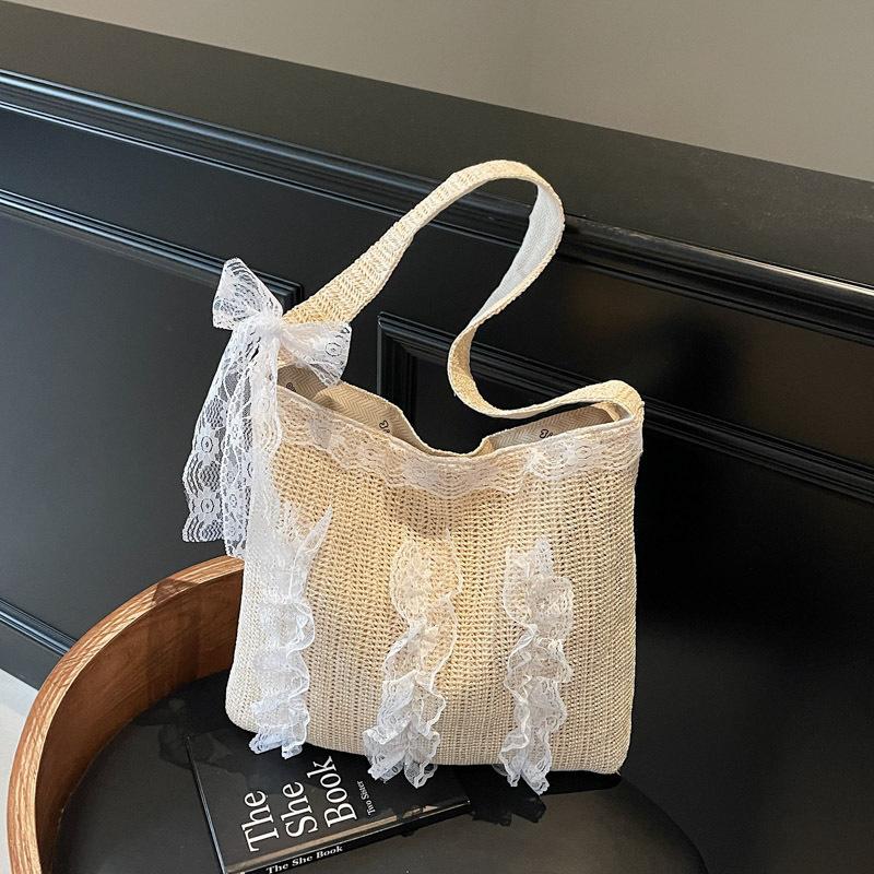 

Вязаная соломенная сумка большой вместимости женская летняя новая повседневная сумка на плечо приморский отпуск ветрозащитная пляжная сумка