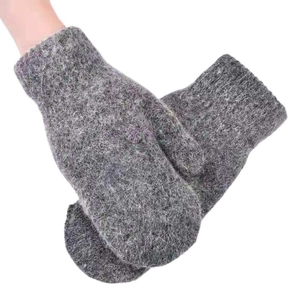 Kaschmir-ähnliche Fäustlinge für alle Finger Einfarbig Pelz Gestrickte Handschuhe Winterhandschuhe Damen Mädchen