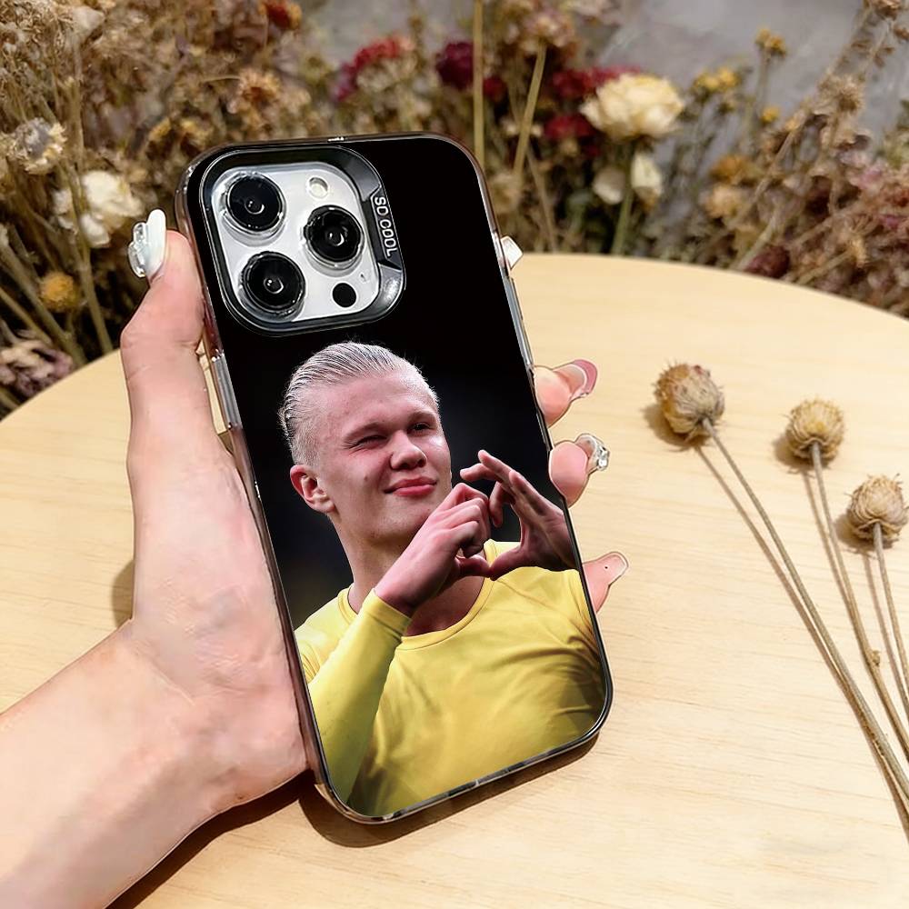 Football Star Erling Haaland Phone Case For iPhone 17,16,15,14,13,12,11 Plus,Pro Max,XS,Colorful Silver Phone Case Funda Cover