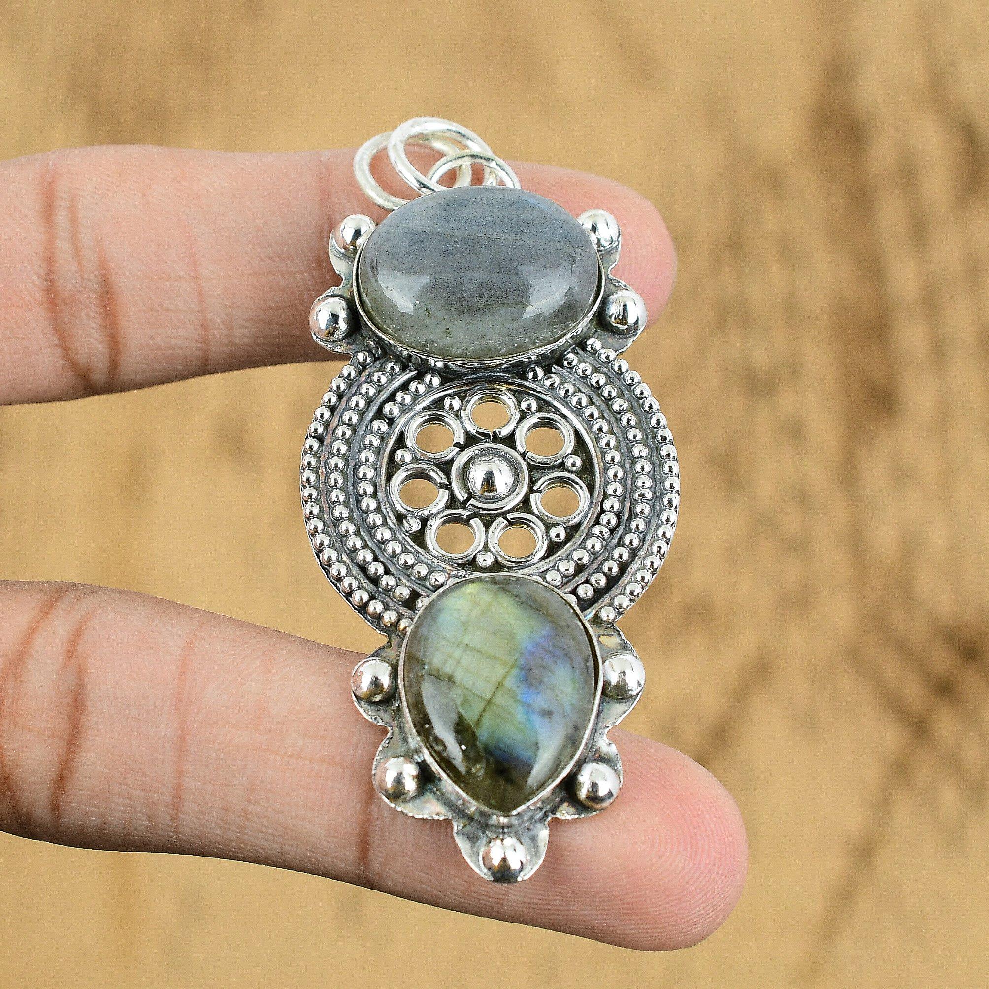 

Natural Labradorite Gemstone Jewelry 925 Sterling Silver Pendant For Girls