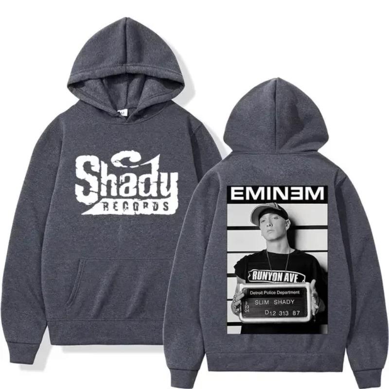 Felpa con Stampa Double Sided Rapper Eminem Uomo Donna Hip Hop Vintage Oversize Felpe con Cappuccio Tendenza Moda Felpe con Cappuccio Streetwear