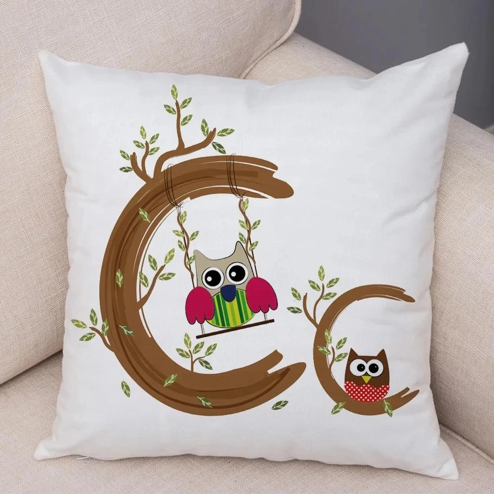 Owl Letter Decorative Pillowcase Car Ornaments Office Living Room Sofa Home Pillowcase