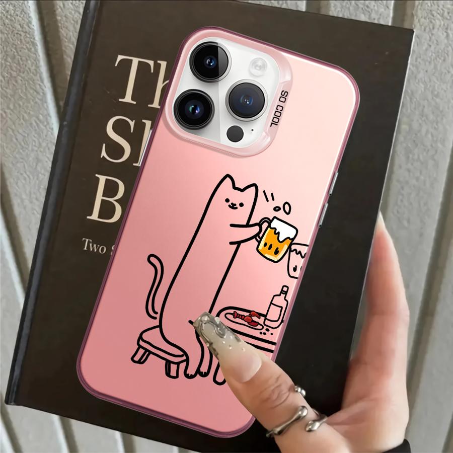 Funny Cat Clear Couple Paired Back Phone Cover Case for iPhone 17 Pro Max 16 11 14 XR XS Air 13 Pro 12 15 Plus