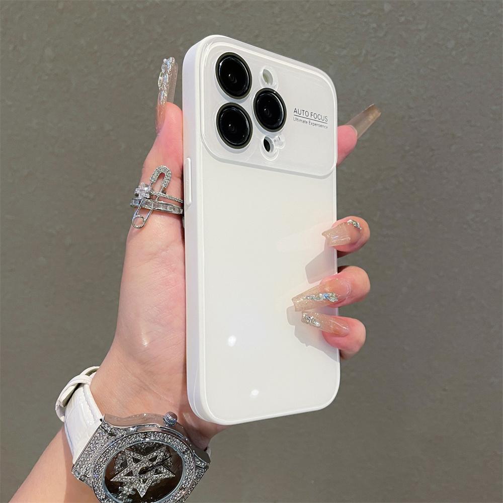 ins Stylish Candy Color AG Glass Glossy Phone Case For iPhone 15 16 17 Pro Max 14 Plus 13 Crystal Full Camera Protection Cover