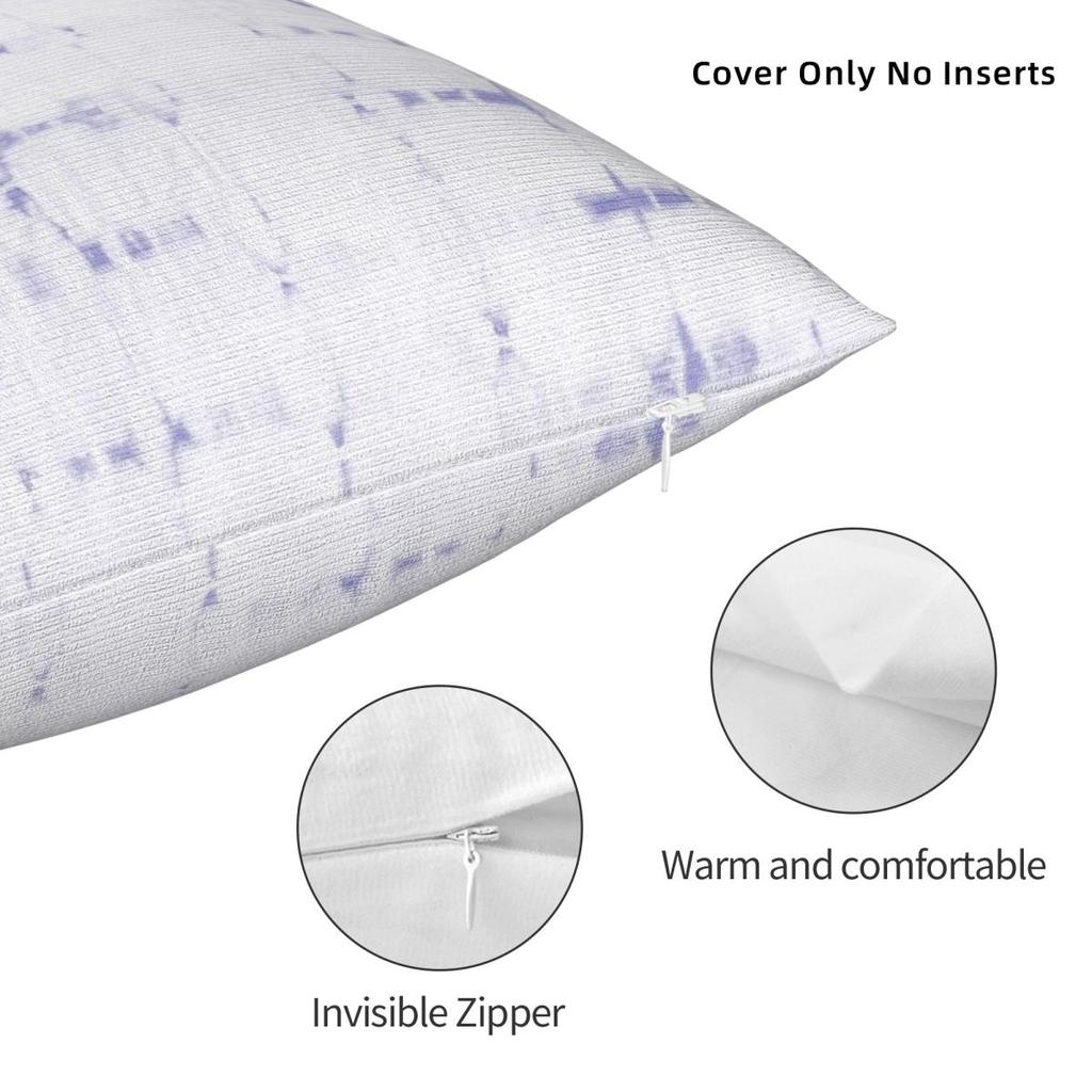 Soft Shibori Lilac White Square Pillowcase Polyester Linen Velvet Pattern Zip Decorative Throw Pillow Case Home Cushion Cover