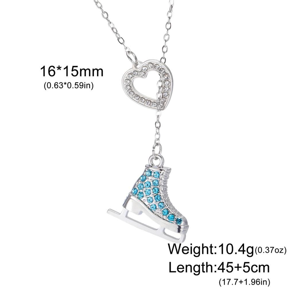 Collana Ciondolo Pattini da Ghiaccio Smaltati per Donne Uomini Strass Scarpe da Pattinaggio Bianche Collane Gioielli Sportivi Regalo