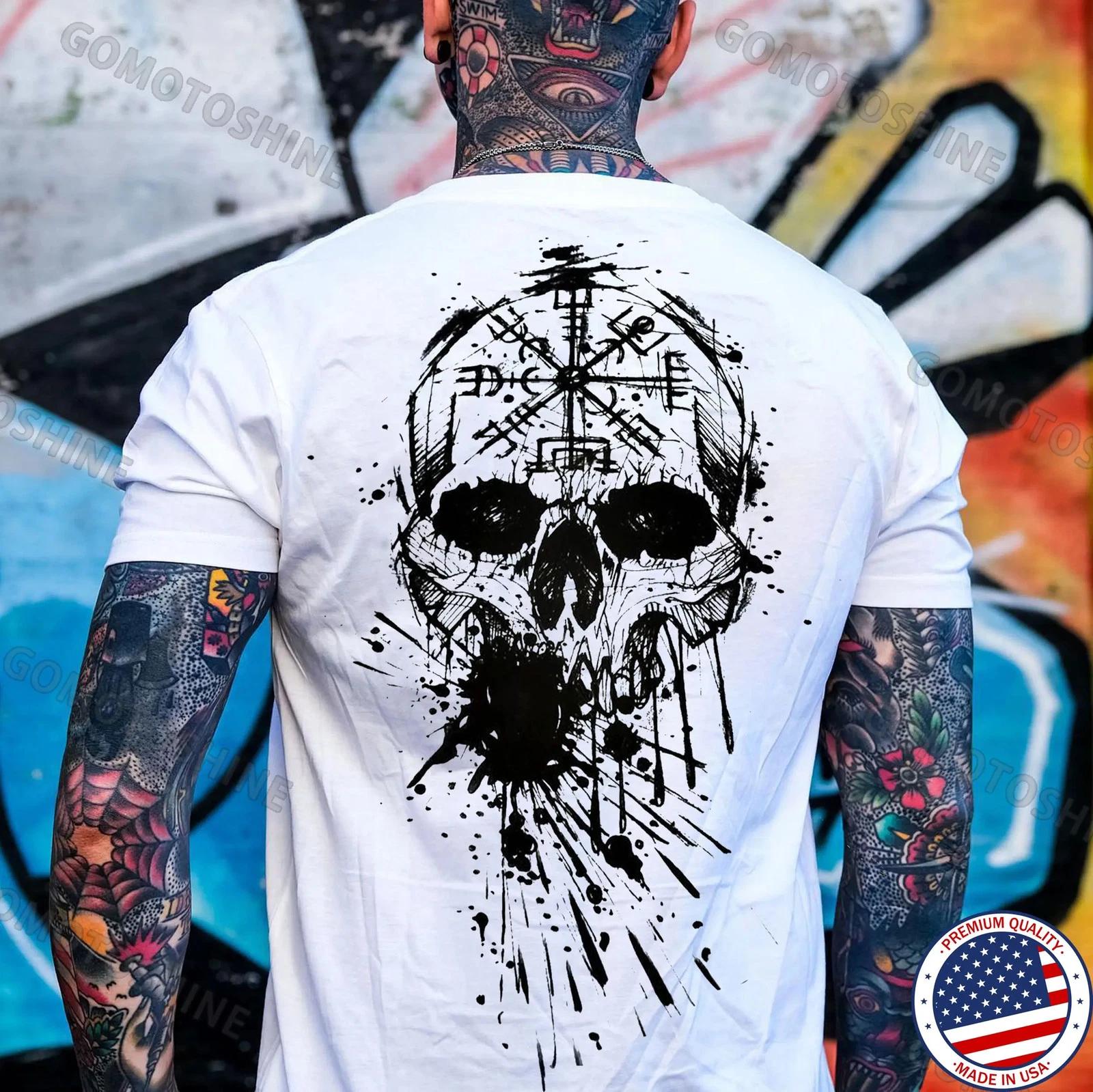 Runes Skull Print Men s T-Shirt XXXL