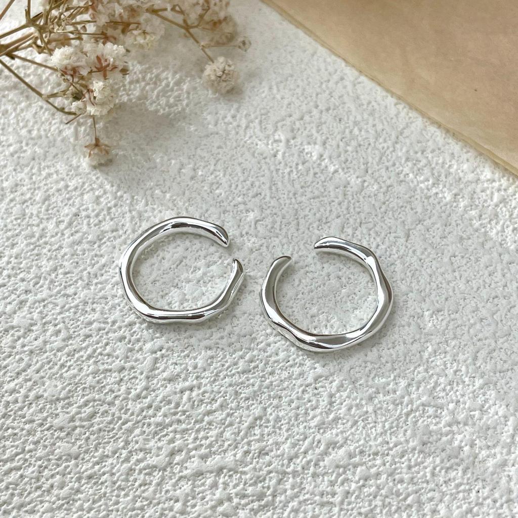 Su Chuang S925 Sterling Silver Irregular Band Ring, Unisex Niche Design, Cool Style Index Finger Ring.