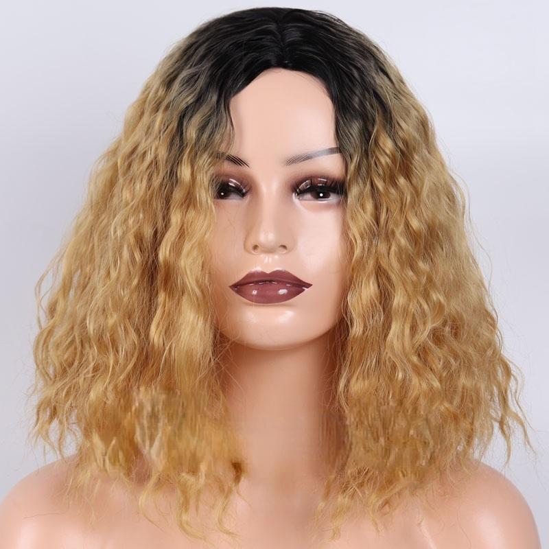 

MISS WIG Блондинка Короткий вьющийся парик Мягкий синтетический парик Парик для косплея для женщин wig&wig cap золотой