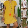 Women's Fashion Loose Leisure V-collar Short Sleeve Summer Dresses