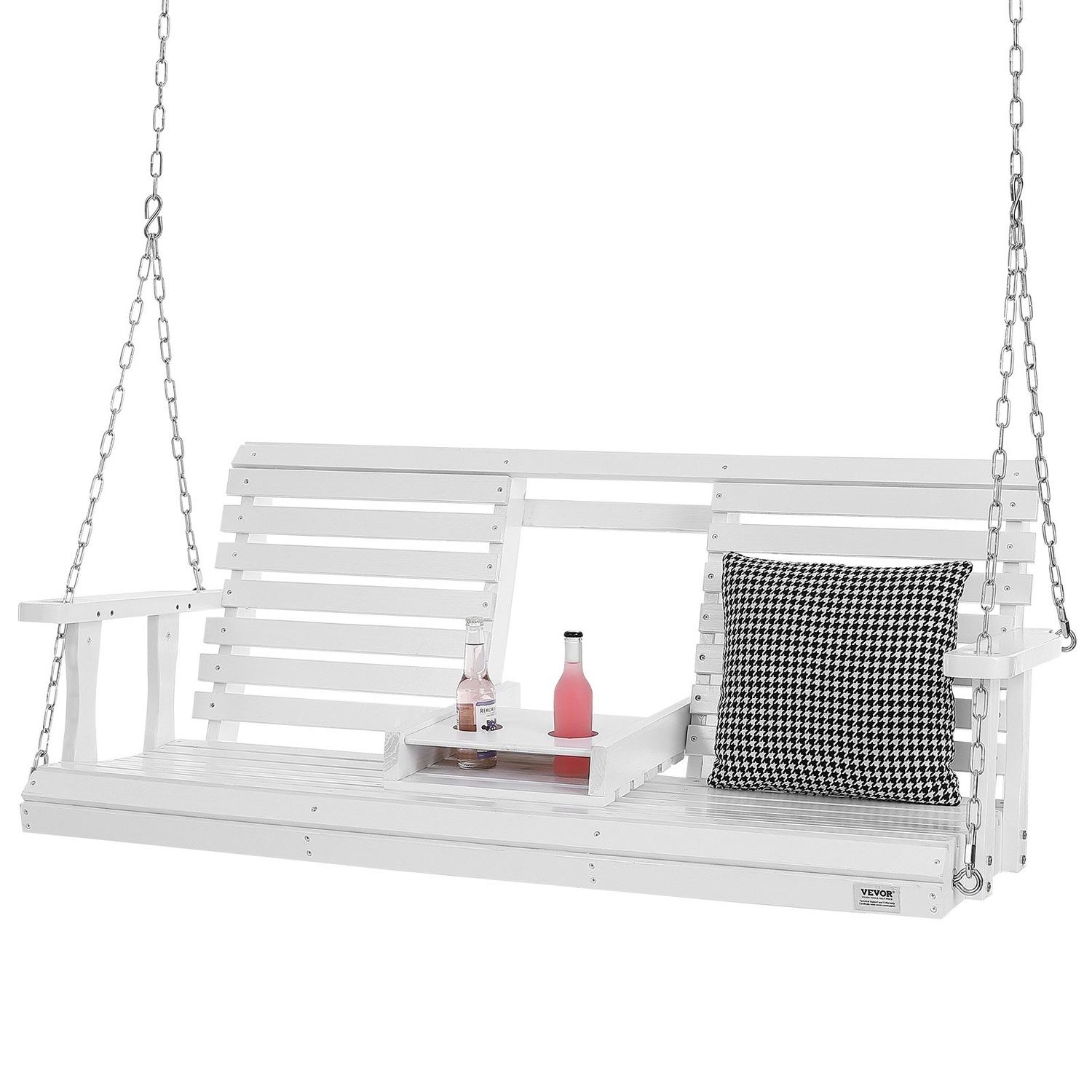 60" Porch Swing Bench Wooden Hanging