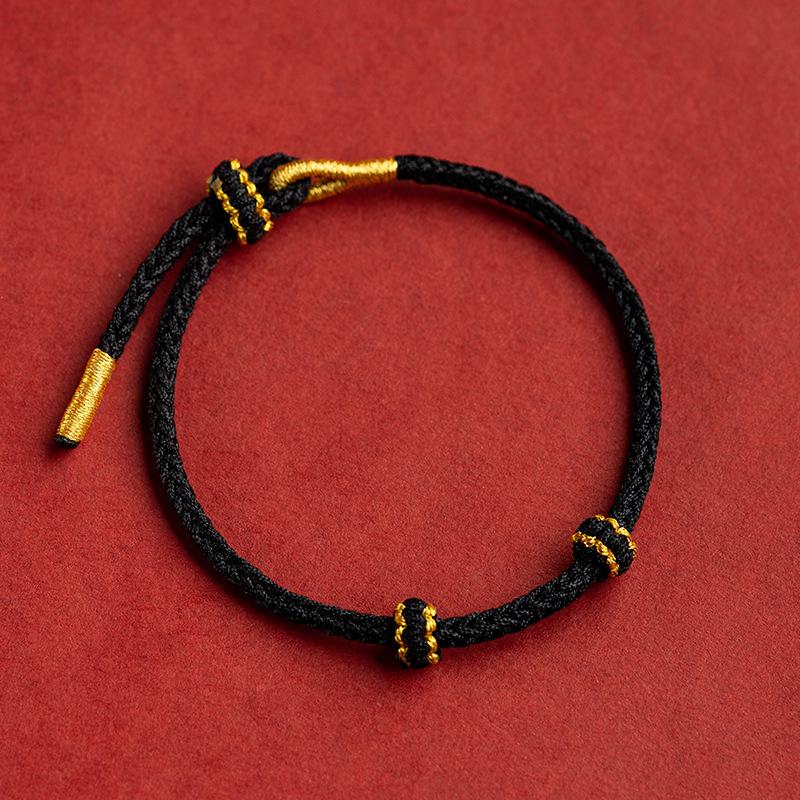 

Hand-Woven Red String Bracelet with Gold Beads - DIY Zodiac Couple Bracelet for Men and Women