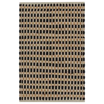 Hand Woven Jute Bath Mat Set Natural and Black
