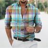 Camicie da Uomo a Righe Stampate a Manica Lunga Cardigan Casual Nuovi Bottoni Camicie Moda Festiva