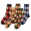 5 Pairs Winter Combed Cotton Socks Thicken Classic Warm Sokken Fashion Design Plaid Check Woman Harajuku Socks