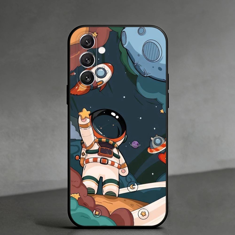 Q-Q Version of Astronaut  Phone Case For Samsung Galaxy A91,80,73,72 ,71,53,52,32 ,31,22,21s,20,Soft Black Case